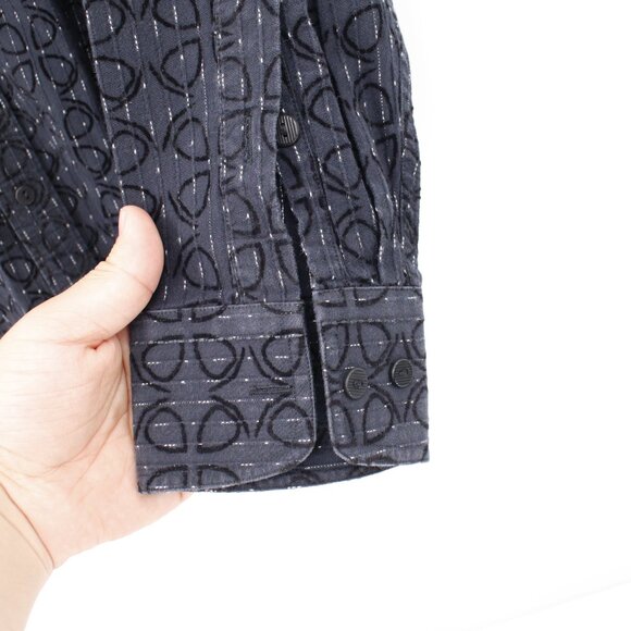 Jhane barnes shirt Men's medium Rhedux limited edition geometric velour trim - Picture 4 of 16